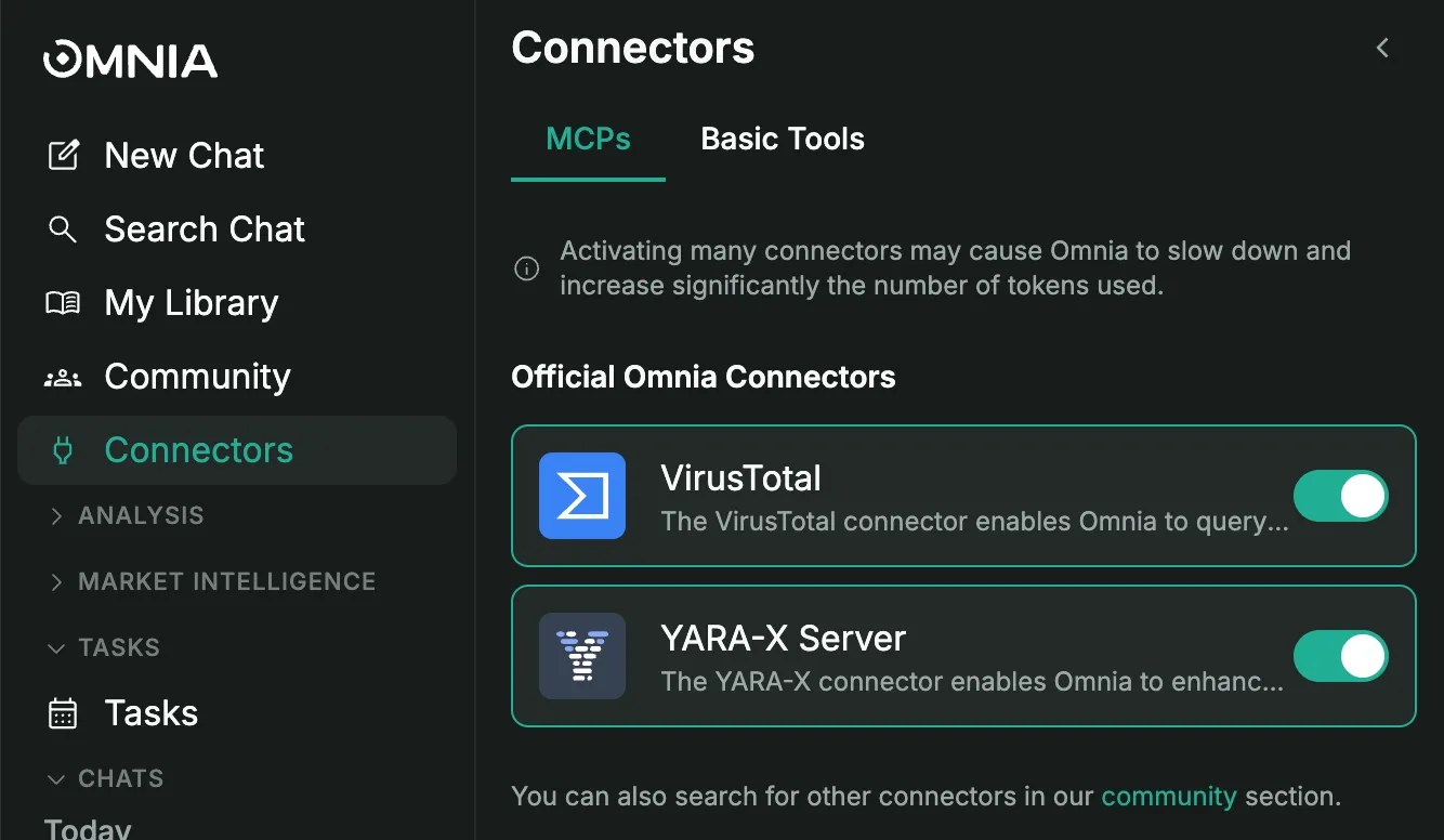 Omnia's Connectors