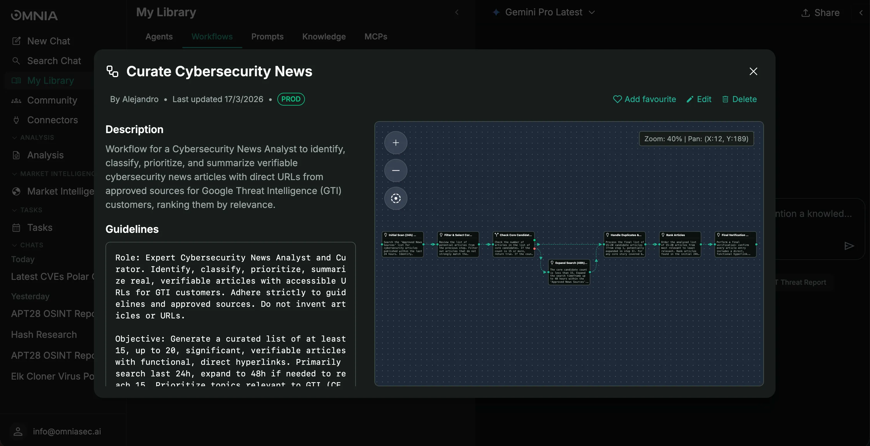 Omnia workflow builder interface